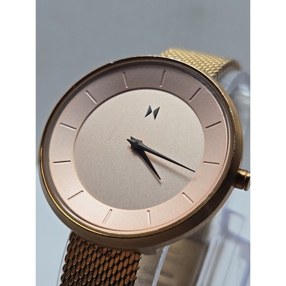MVMT Mod RG1 Rose Gold Mesh 32mm Womens Quartz Watch 5ATM New Battery Classic - Picture 4 of 11